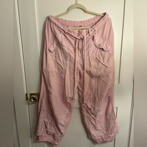 Free People Pink Casual Drawstring Cargo Pants